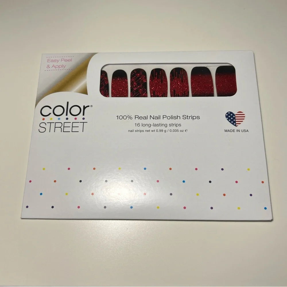 Material Ghoul Color Street Nail Polish Strips Red‎ Black Glitter Rare